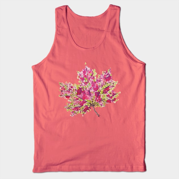 Abstract Colorful Watercolor Autumn Leaf Tank Top by Boriana Giormova